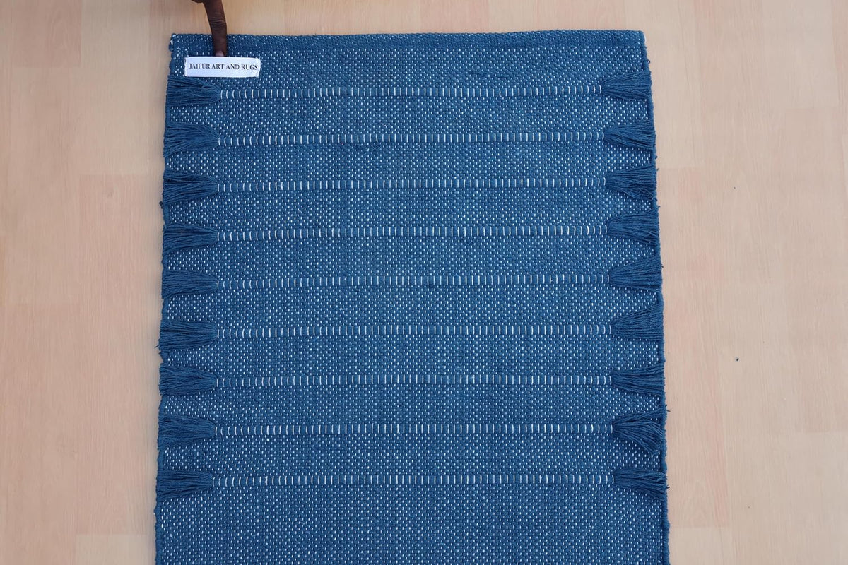 Jaipur Art & Rugs Cotton Yoga Rug - Eco-Friendly Hand-Woven Thick Mat (24”x72”x5mm) for Everyday Fitness at Home - Comfortable & Extra-Long - Colors B