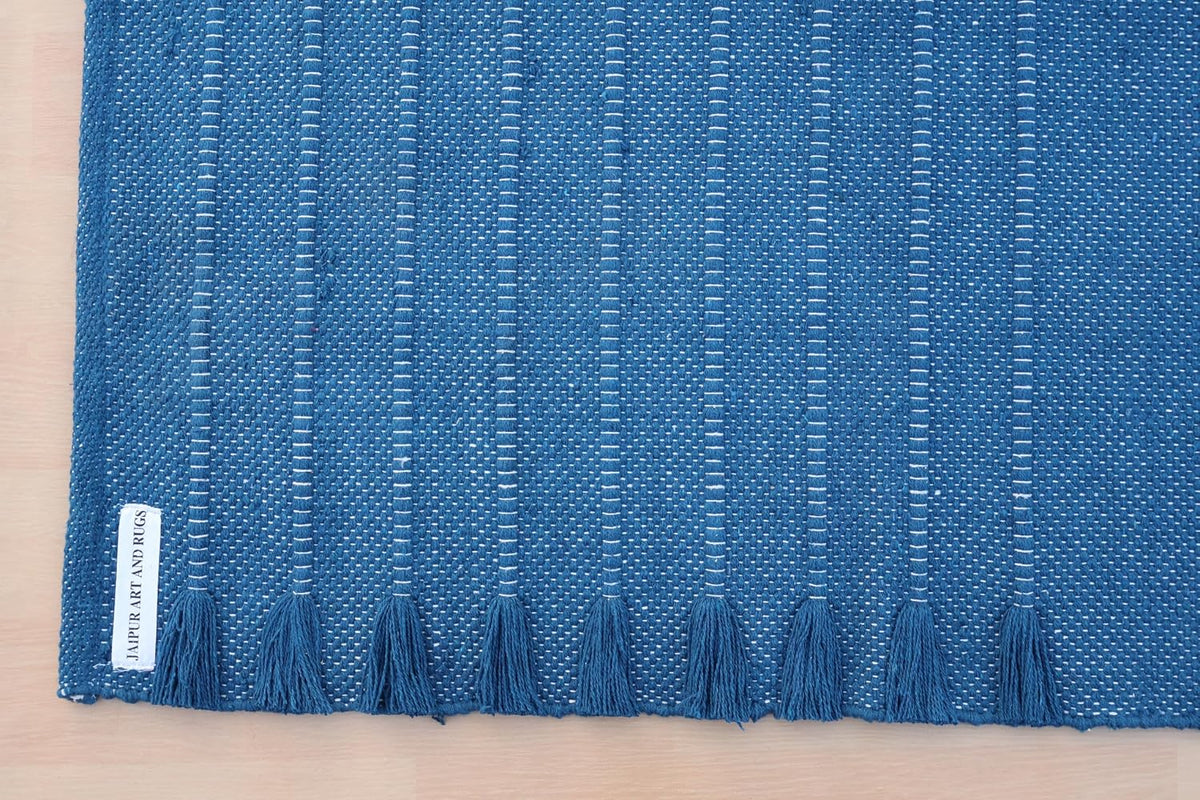 Jaipur Art & Rugs Cotton Yoga Rug - Eco-Friendly Hand-Woven Thick Mat (24”x72”x5mm) for Everyday Fitness at Home - Comfortable & Extra-Long - Colors B