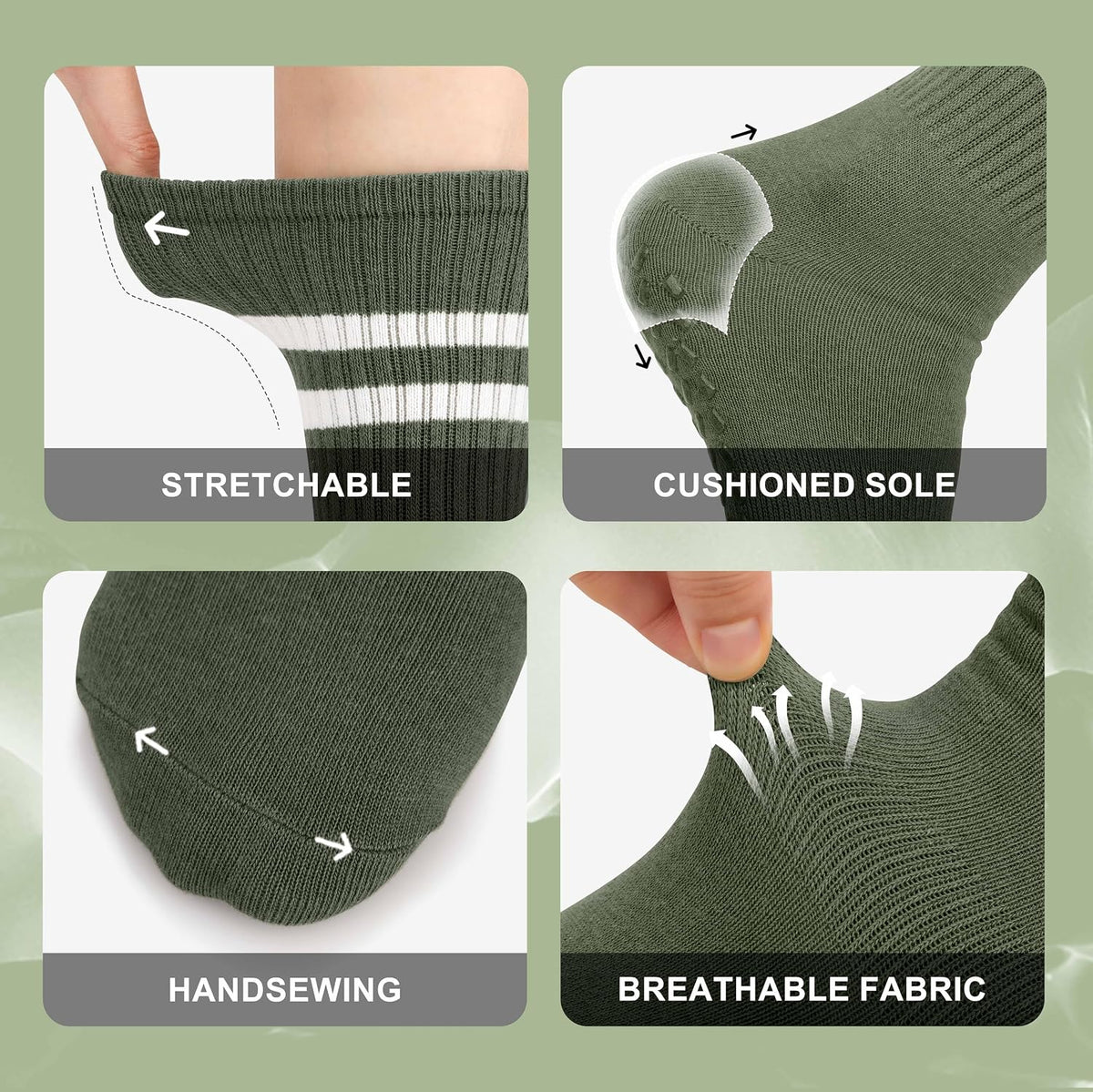 Pilates Socks with Grips for Yoga, Barefoot, Ballet, Barre, Hospital Non Slip Anti Skid Socks for Women and Men