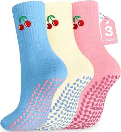 Pilates Socks with Grips for Yoga, Barefoot, Ballet, Barre, Hospital Non Slip Anti Skid Socks for Women and Men