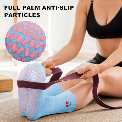 Pilates Socks with Grips for Yoga, Barefoot, Ballet, Barre, Hospital Non Slip Anti Skid Socks for Women and Men