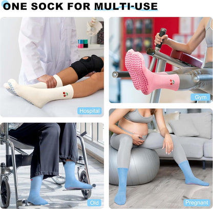 Pilates Socks with Grips for Yoga, Barefoot, Ballet, Barre, Hospital Non Slip Anti Skid Socks for Women and Men