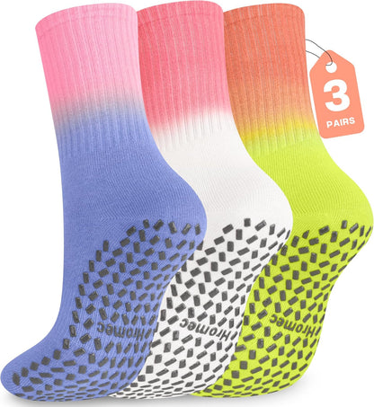 Pilates Socks with Grips for Yoga, Barefoot, Ballet, Barre, Hospital Non Slip Anti Skid Socks for Women and Men