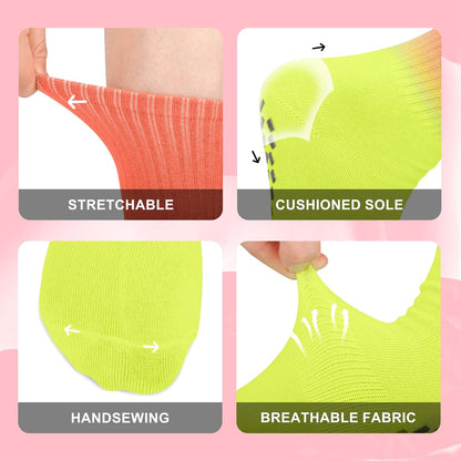 Pilates Socks with Grips for Yoga, Barefoot, Ballet, Barre, Hospital Non Slip Anti Skid Socks for Women and Men