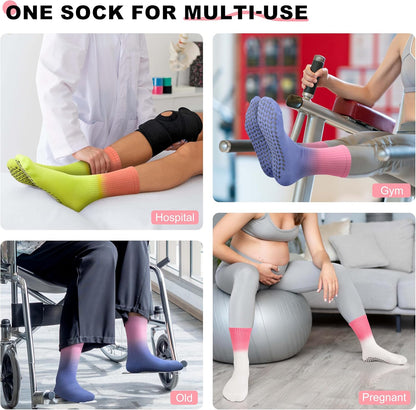 Pilates Socks with Grips for Yoga, Barefoot, Ballet, Barre, Hospital Non Slip Anti Skid Socks for Women and Men