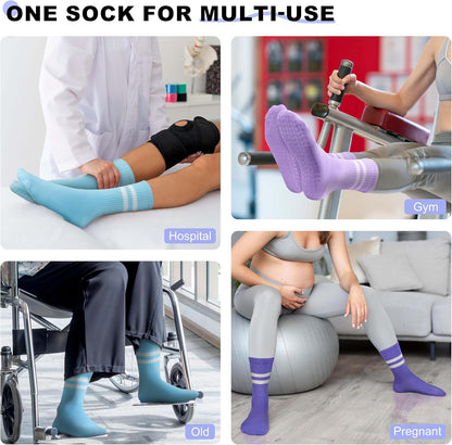Pilates Socks with Grips for Yoga, Barefoot, Ballet, Barre, Hospital Non Slip Anti Skid Socks for Women and Men