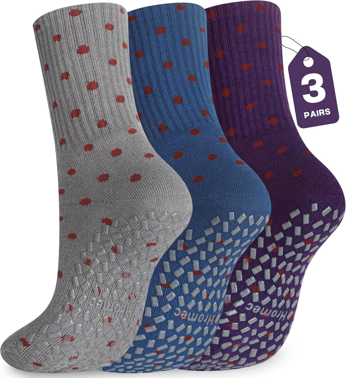 Pilates Socks with Grips for Yoga, Barefoot, Ballet, Barre, Hospital Non Slip Anti Skid Socks for Women and Men