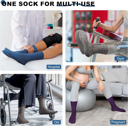 Pilates Socks with Grips for Yoga, Barefoot, Ballet, Barre, Hospital Non Slip Anti Skid Socks for Women and Men