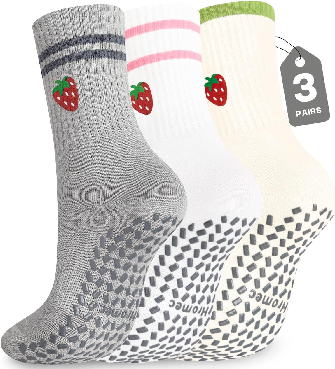 Pilates Socks with Grips for Yoga, Barefoot, Ballet, Barre, Hospital Non Slip Anti Skid Socks for Women and Men