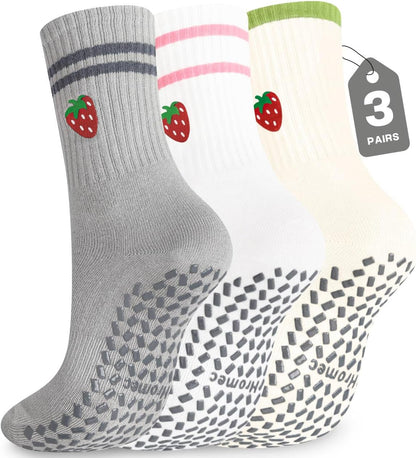 Pilates Socks with Grips for Yoga, Barefoot, Ballet, Barre, Hospital Non Slip Anti Skid Socks for Women and Men
