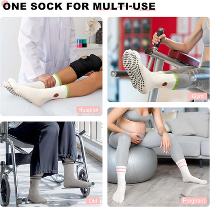 Pilates Socks with Grips for Yoga, Barefoot, Ballet, Barre, Hospital Non Slip Anti Skid Socks for Women and Men