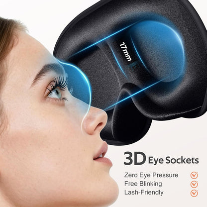 ® Sleep Mask for Men Women - 100% Blackout Eye Masks for Sleep - 3D Soft Sleeping Mask for Side Sleepers - Zero Pressure Lash Extensions Eye Cover Shade for Airplane Travel Essentials, Black