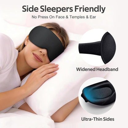 ® Sleep Mask for Men Women - 100% Blackout Eye Masks for Sleep - 3D Soft Sleeping Mask for Side Sleepers - Zero Pressure Lash Extensions Eye Cover Shade for Airplane Travel Essentials, Black
