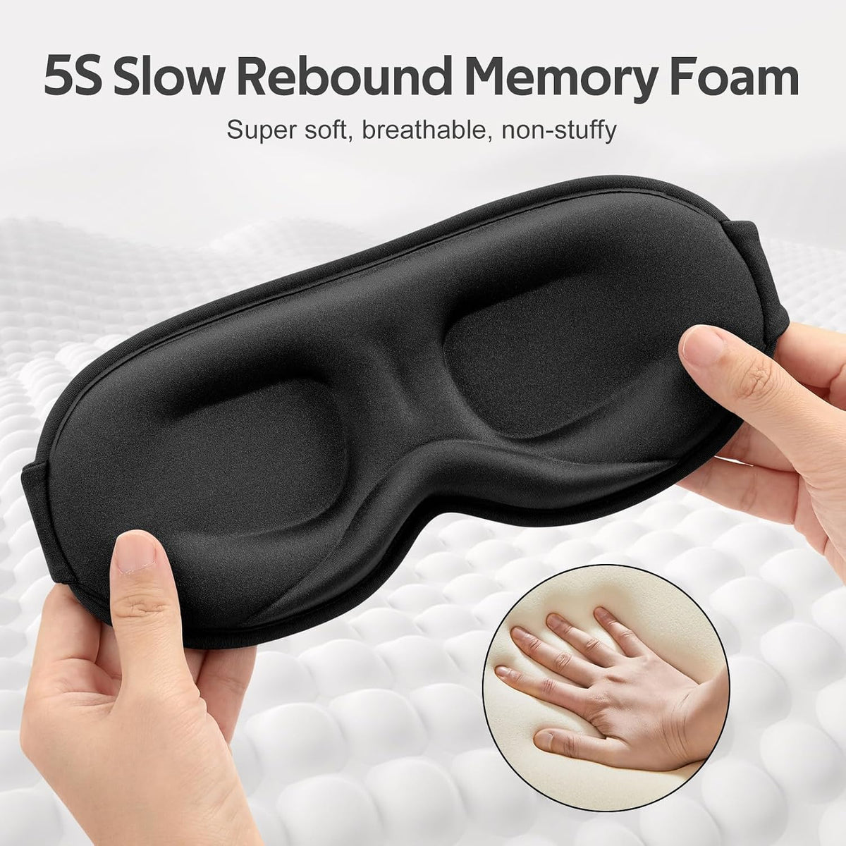 ® Sleep Mask for Men Women - 100% Blackout Eye Masks for Sleep - 3D Soft Sleeping Mask for Side Sleepers - Zero Pressure Lash Extensions Eye Cover Shade for Airplane Travel Essentials, Black