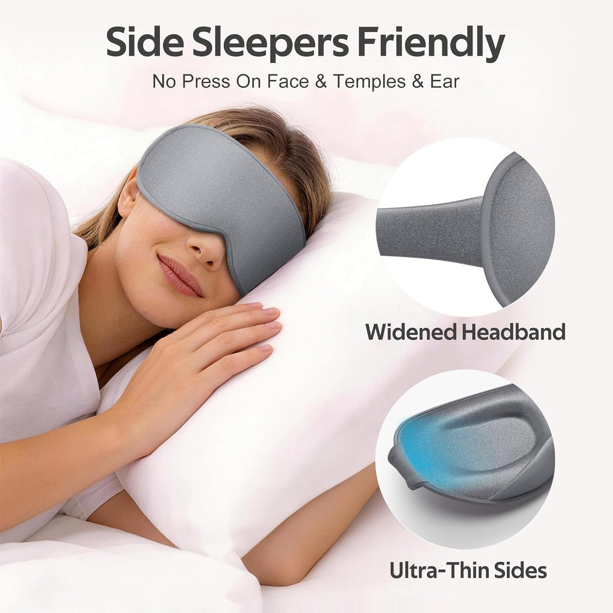® Sleep Mask for Men Women - 100% Blackout Eye Masks for Sleep - 3D Soft Sleeping Mask for Side Sleepers - Zero Pressure Lash Extensions Eye Cover Shade for Airplane Travel Essentials, Black
