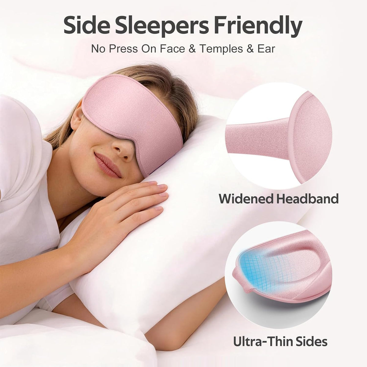 ® Sleep Mask for Men Women - 100% Blackout Eye Masks for Sleep - 3D Soft Sleeping Mask for Side Sleepers - Zero Pressure Lash Extensions Eye Cover Shade for Airplane Travel Essentials, Black