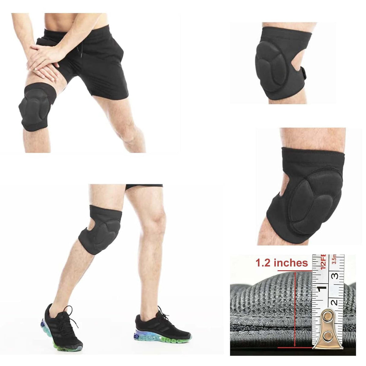 Men/Women Knee Pads for Gardening, Adjustable Straps, Black L,1 Pair