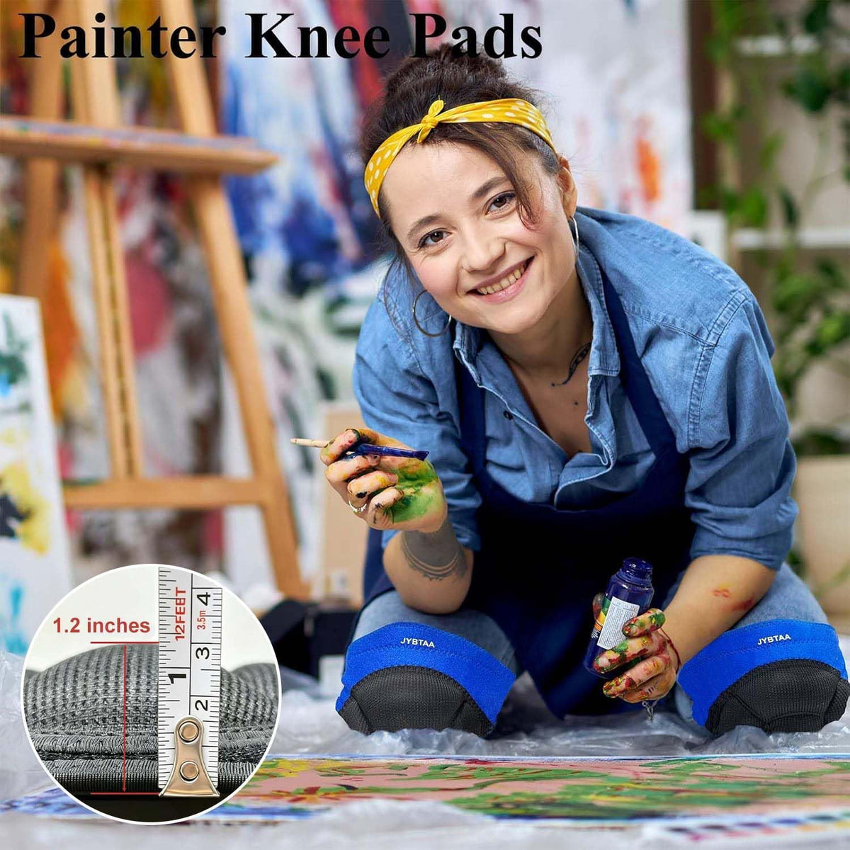 Men/Women Knee Pads for Gardening, Adjustable Straps, Black L,1 Pair