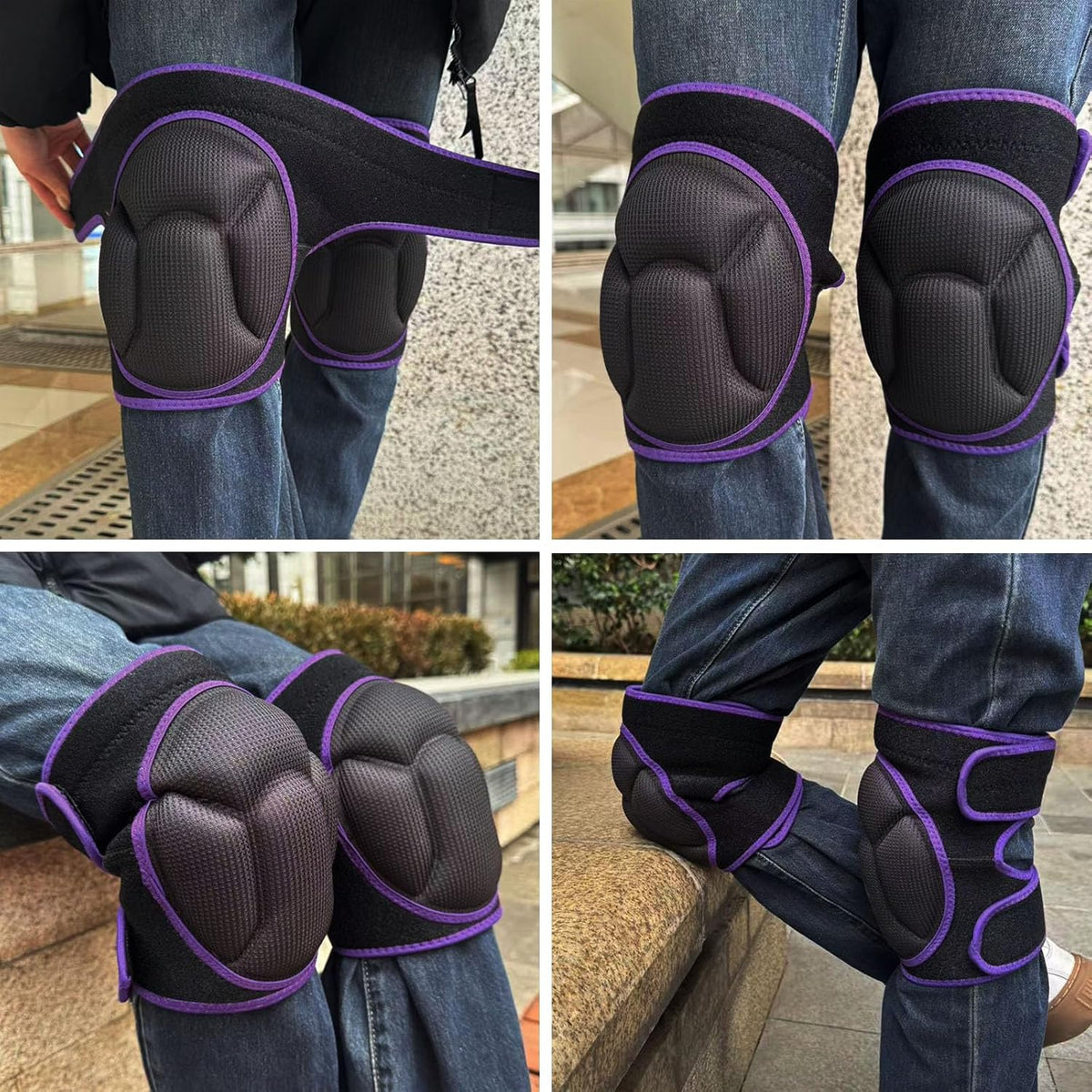Men/Women Knee Pads for Gardening, Adjustable Straps, Black L,1 Pair
