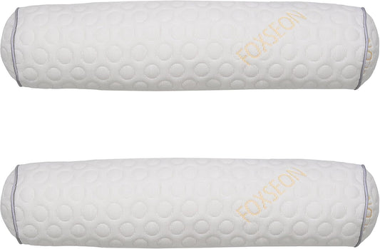 Cylindrical Pillow, White Jacquard, 18 x 4 inches, Pack of 2