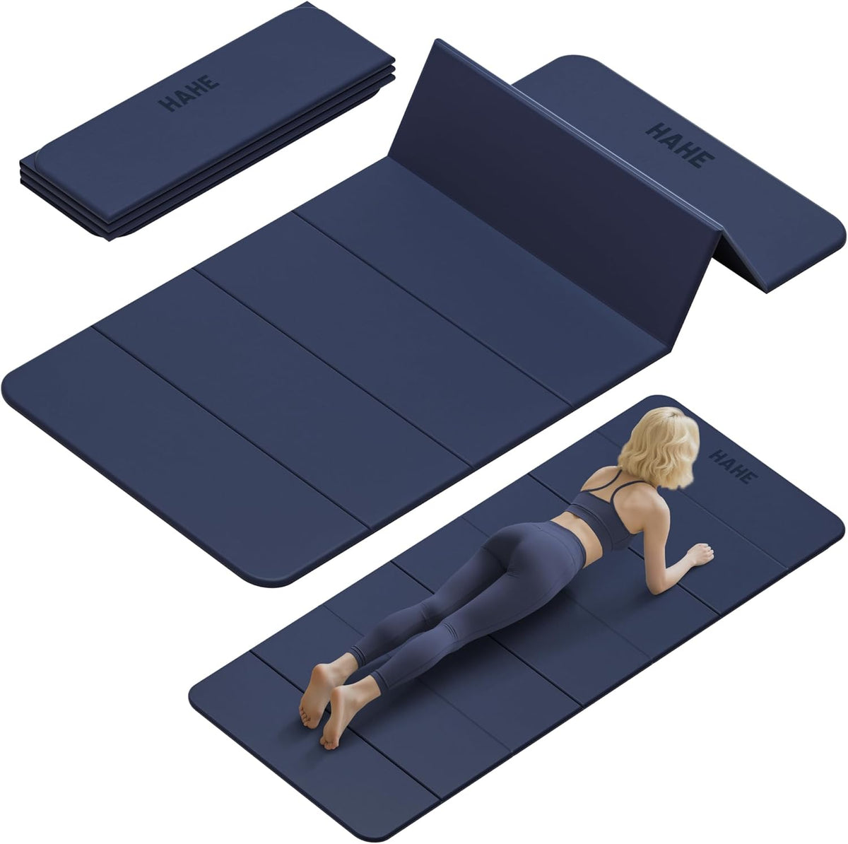 Foldable Yoga Mat 74"Lx32"Wx1/3"Thick, Folding Exercise Mats
