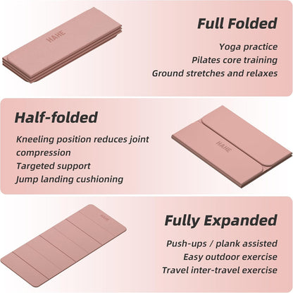 Foldable Yoga Mat 74"Lx32"Wx1/3"Thick, Folding Exercise Mats