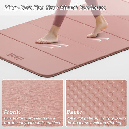 Foldable Yoga Mat 74"Lx32"Wx1/3"Thick, Folding Exercise Mats