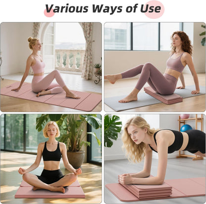 Foldable Yoga Mat 74"Lx32"Wx1/3"Thick, Folding Exercise Mats