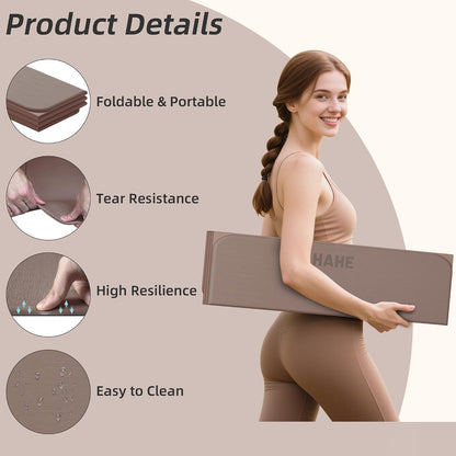 Foldable Yoga Mat 74"Lx32"Wx1/3"Thick, Folding Exercise Mats