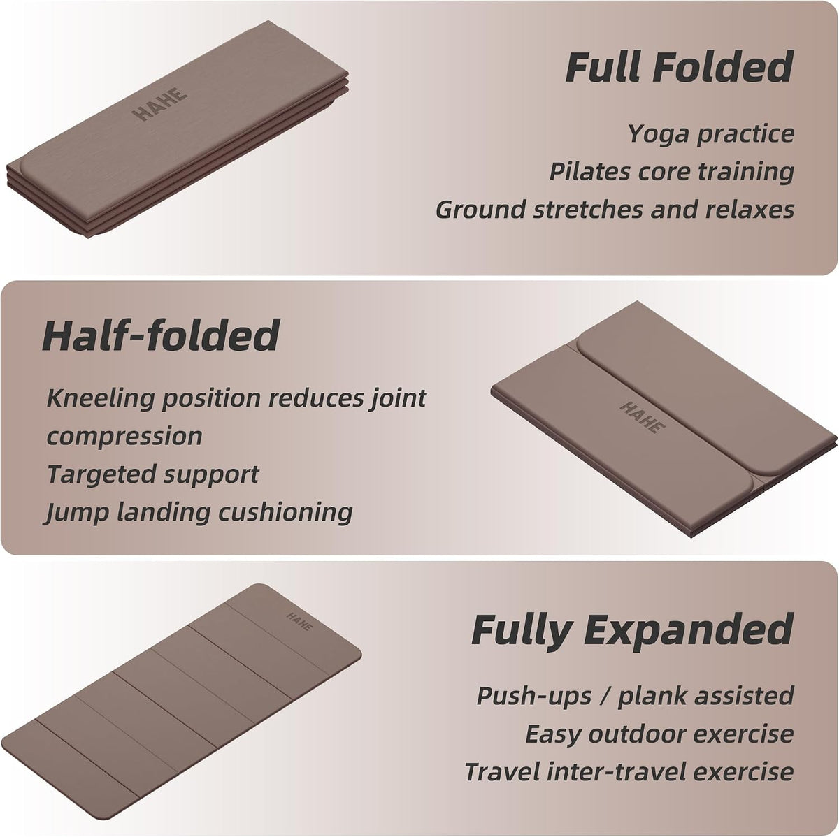 Foldable Yoga Mat 74"Lx32"Wx1/3"Thick, Folding Exercise Mats