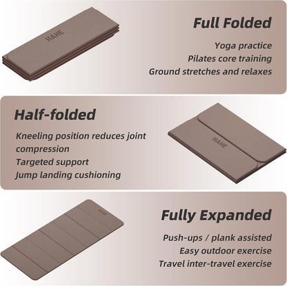 Foldable Yoga Mat 74"Lx32"Wx1/3"Thick, Folding Exercise Mats