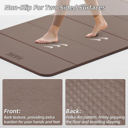 Foldable Yoga Mat 74"Lx32"Wx1/3"Thick, Folding Exercise Mats