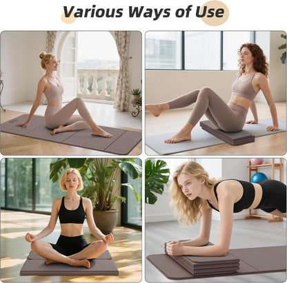 Foldable Yoga Mat 74"Lx32"Wx1/3"Thick, Folding Exercise Mats