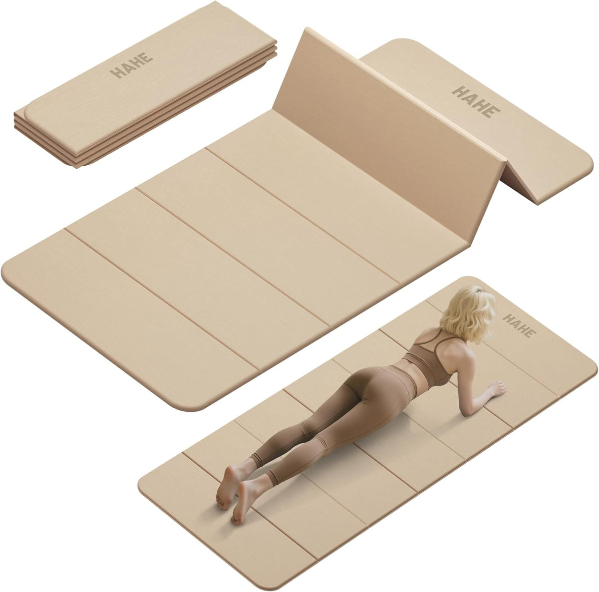 Foldable Yoga Mat 74"Lx32"Wx1/3"Thick, Folding Exercise Mats