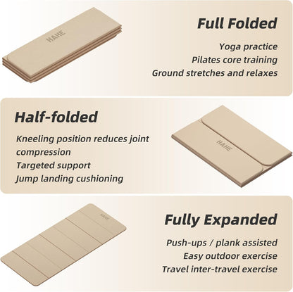 Foldable Yoga Mat 74"Lx32"Wx1/3"Thick, Folding Exercise Mats