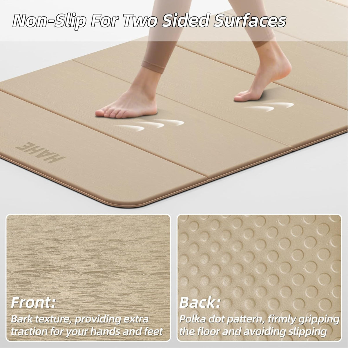 Foldable Yoga Mat 74"Lx32"Wx1/3"Thick, Folding Exercise Mats