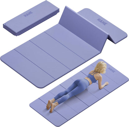 Foldable Yoga Mat 74"Lx32"Wx1/3"Thick, Folding Exercise Mats