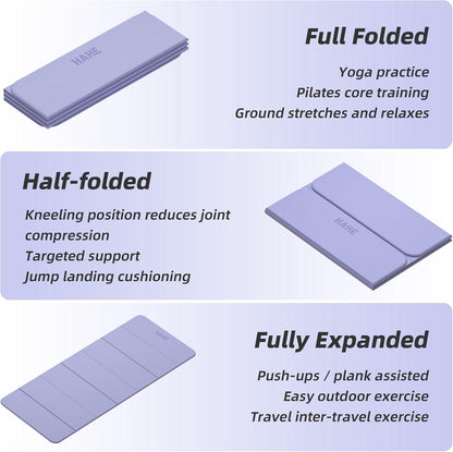 Foldable Yoga Mat 74"Lx32"Wx1/3"Thick, Folding Exercise Mats