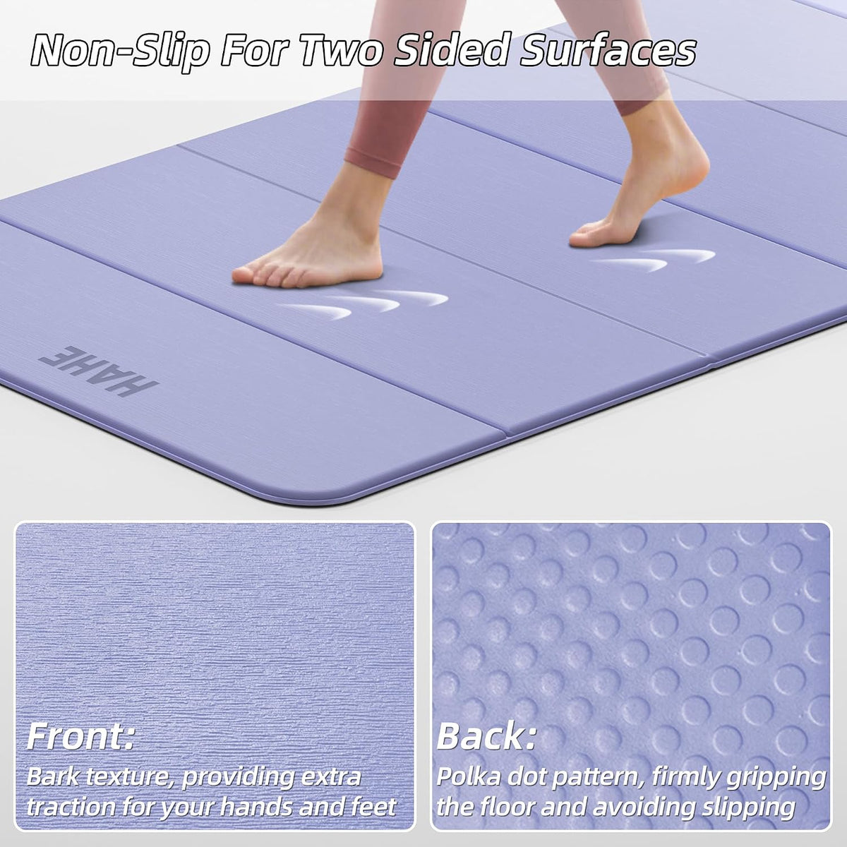 Foldable Yoga Mat 74"Lx32"Wx1/3"Thick, Folding Exercise Mats