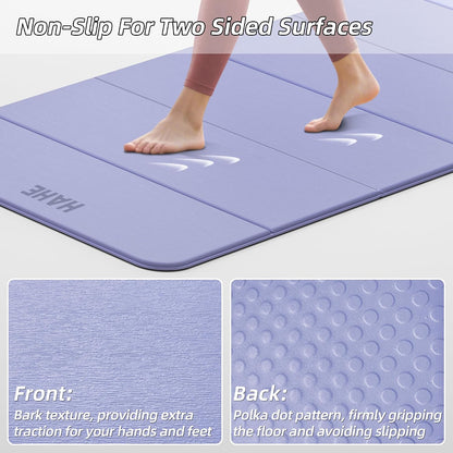 Foldable Yoga Mat 74"Lx32"Wx1/3"Thick, Folding Exercise Mats