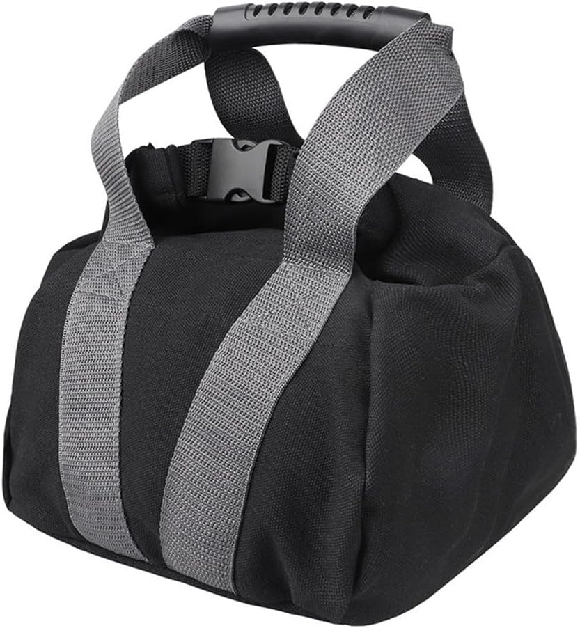 Adjustable Canvas Kettlebell Sandbag with Comfortable Ergonomic Handle for Strength Training, Home Workout, Yoga Exercise, Weight Adjustable 0-35 lbs, Empty Black Bag, 10x9.8x6.7 in
