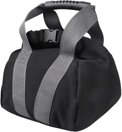 Adjustable Canvas Kettlebell Sandbag with Comfortable Ergonomic Handle for Strength Training, Home Workout, Yoga Exercise, Weight Adjustable 0-35 lbs, Empty Black Bag, 10x9.8x6.7 in