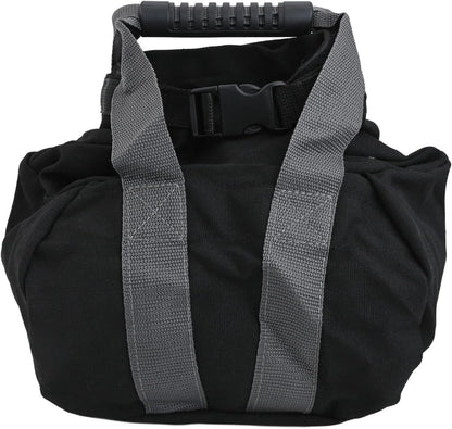 Adjustable Canvas Kettlebell Sandbag with Comfortable Ergonomic Handle for Strength Training, Home Workout, Yoga Exercise, Weight Adjustable 0-35 lbs, Empty Black Bag, 10x9.8x6.7 in