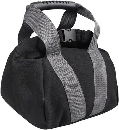Adjustable Canvas Kettlebell Sandbag with Comfortable Ergonomic Handle for Strength Training, Home Workout, Yoga Exercise, Weight Adjustable 0-35 lbs, Empty Black Bag, 10x9.8x6.7 in