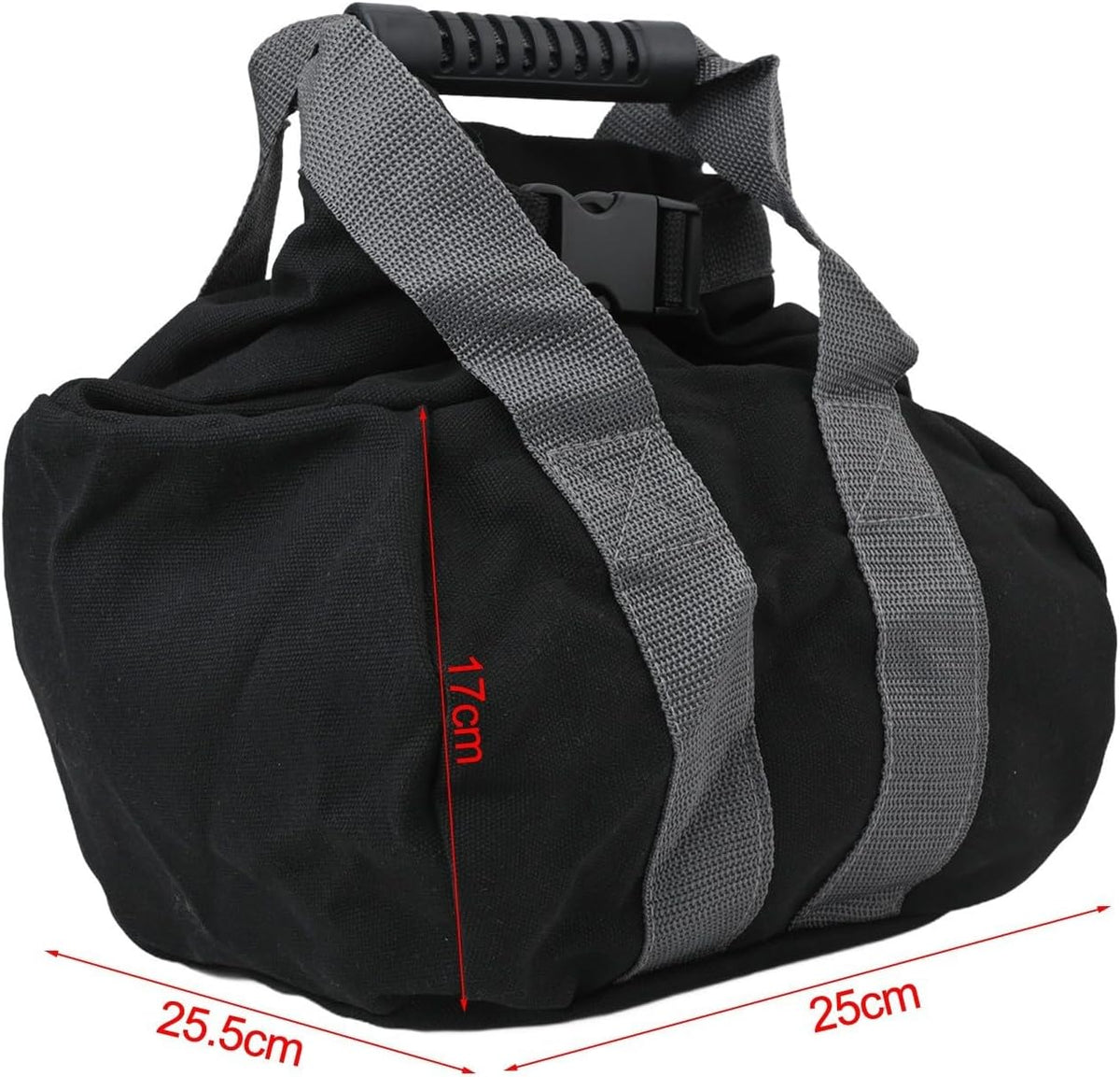Adjustable Canvas Kettlebell Sandbag with Comfortable Ergonomic Handle for Strength Training, Home Workout, Yoga Exercise, Weight Adjustable 0-35 lbs, Empty Black Bag, 10x9.8x6.7 in