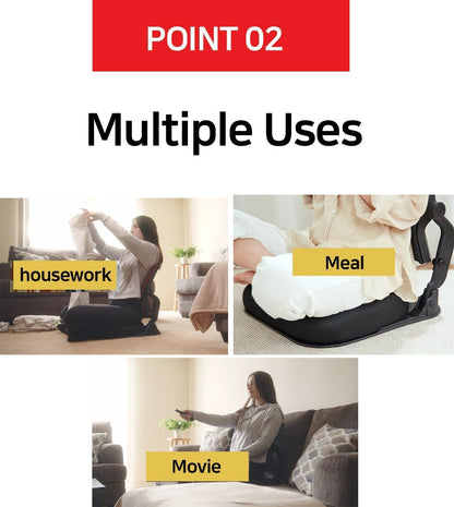 Patented Floor Chair with Back Support - Foldable Orthopedic Floor Chair for Adults/Children - Japanese Legless Seat for Meditation, TV, Pelvic Adjustment - Recliner with Back Support (Gray)