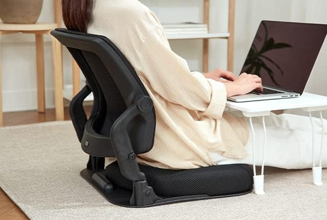 Patented Floor Chair with Back Support - Foldable Orthopedic Floor Chair for Adults/Children - Japanese Legless Seat for Meditation, TV, Pelvic Adjustment - Recliner with Back Support (Gray)