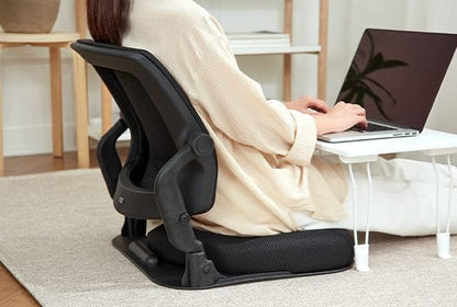 Patented Floor Chair with Back Support - Foldable Orthopedic Floor Chair for Adults/Children - Japanese Legless Seat for Meditation, TV, Pelvic Adjustment - Recliner with Back Support (Gray)