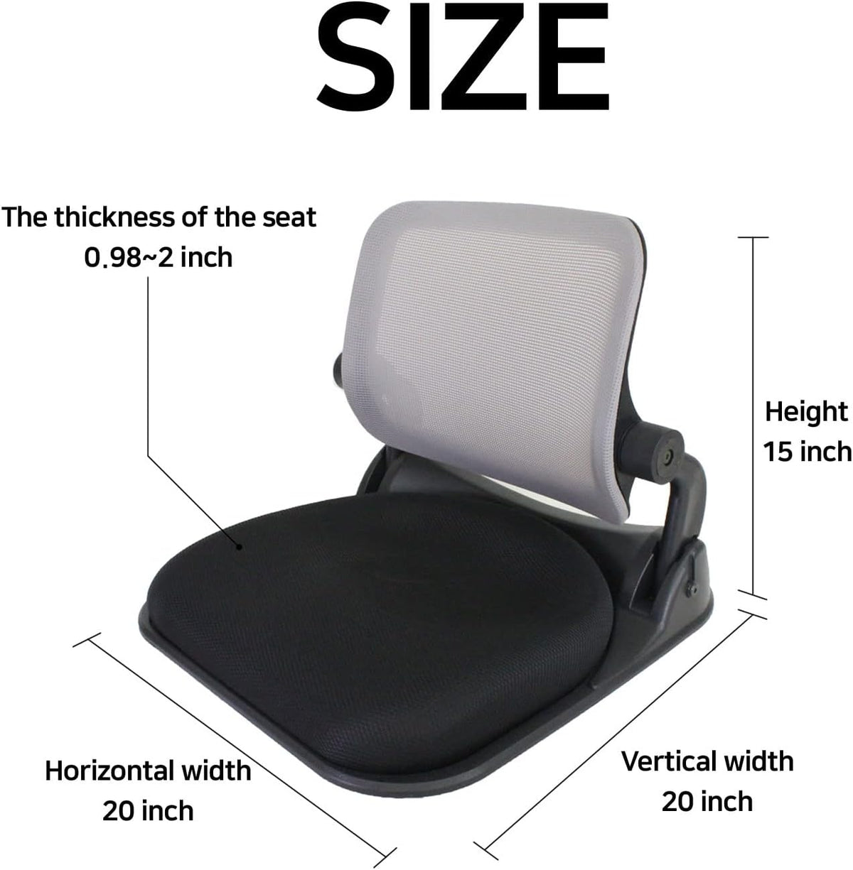 Patented Floor Chair with Back Support - Foldable Orthopedic Floor Chair for Adults/Children - Japanese Legless Seat for Meditation, TV, Pelvic Adjustment - Recliner with Back Support (Gray)