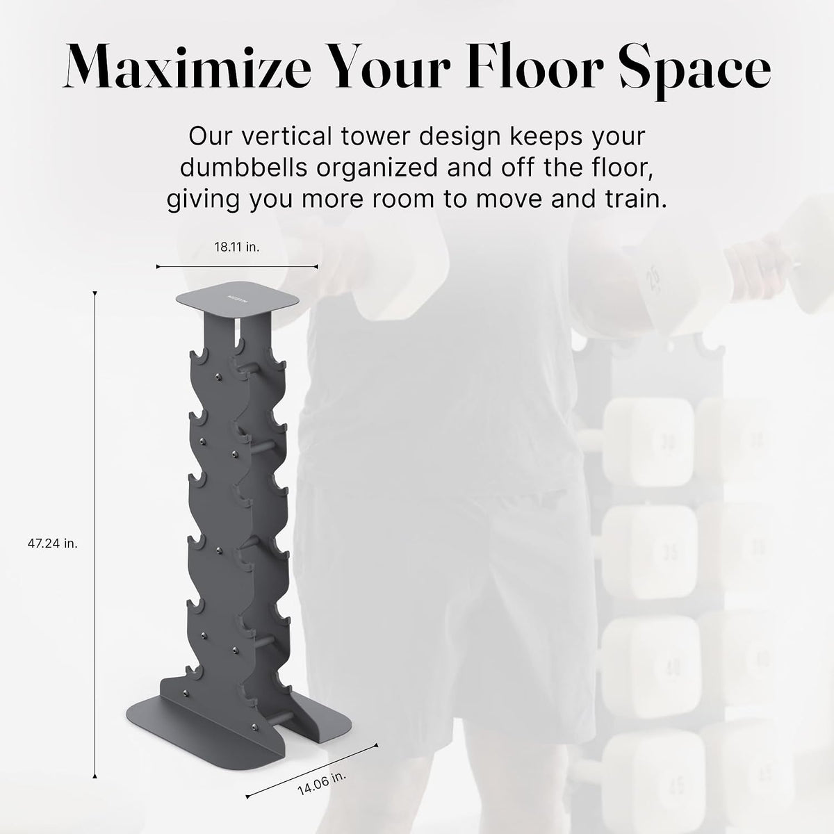 Dumbbell Rack, Sturdy Cast Iron for Space-Saving Home Gym Storage